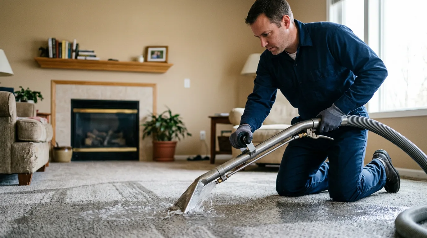 Water damage restoration technician working near Dellroy, OH
